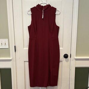 White House Black Market Sleeveless Burgundy Midi Dress